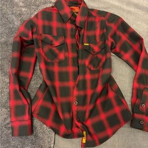 DIXXON Red and Black Plaid Women's Top